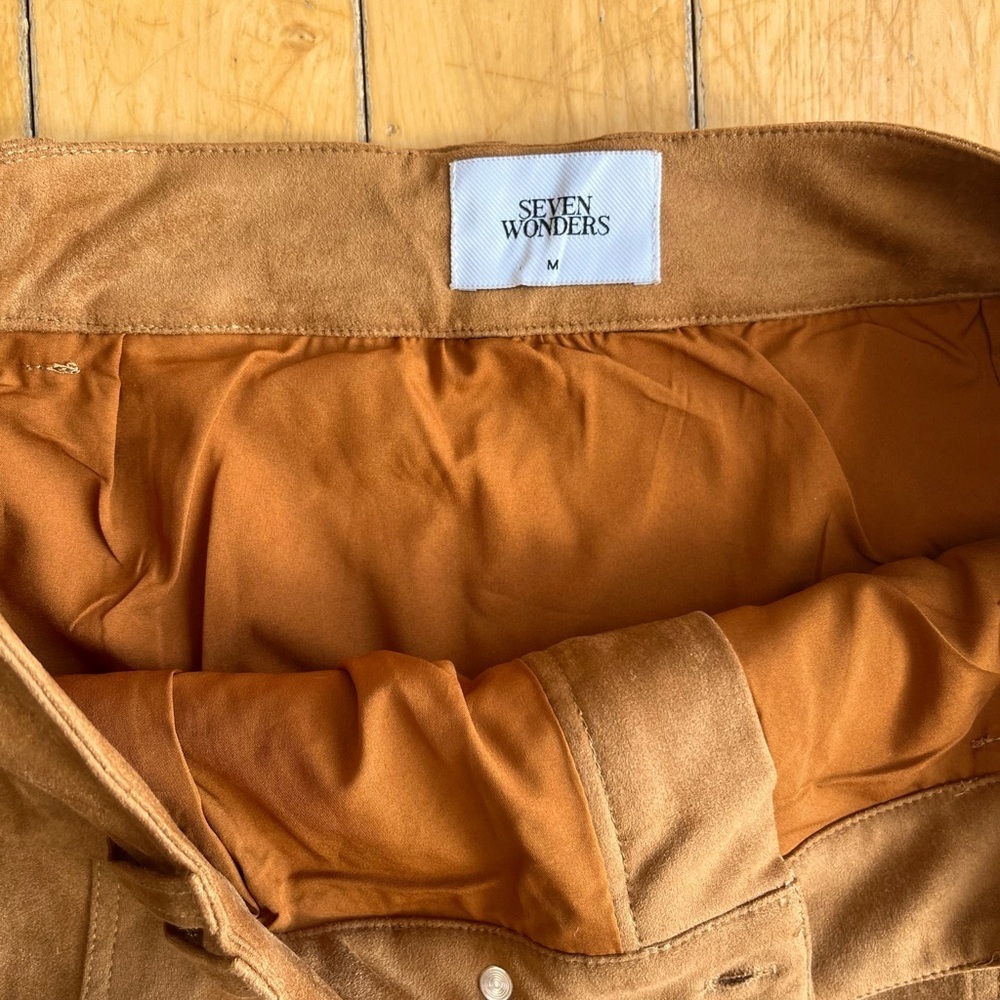 Seven Wonders Monah Suede Jacket & Mini Skirt Set – Ochre Brown, Size Medium NWT - Picture 11 of 12